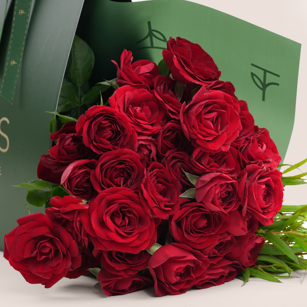 Love in Bloom Bundle - Red Spray Roses & Chocolates with Balloons | Romantic Gift Dubai & UAE