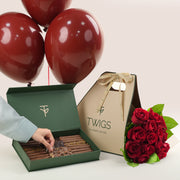 Sweet Red Surprise - Roses Bouquet with Balloons & Chocolates | Romantic Gift Dubai