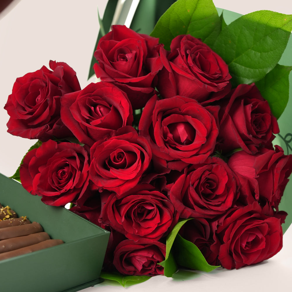 Sweet Red Surprise - Roses Bouquet with Balloons & Chocolates | Romantic Gift Dubai