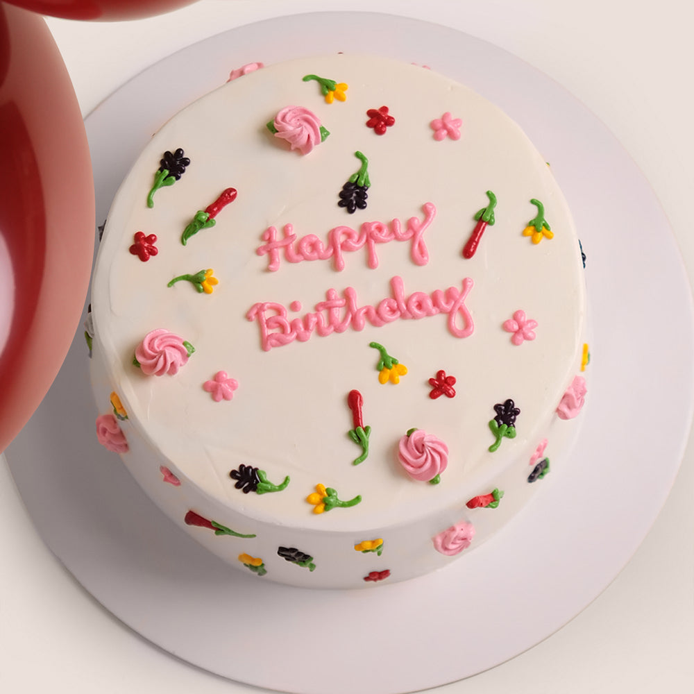 Premium Birthday cake and flowers