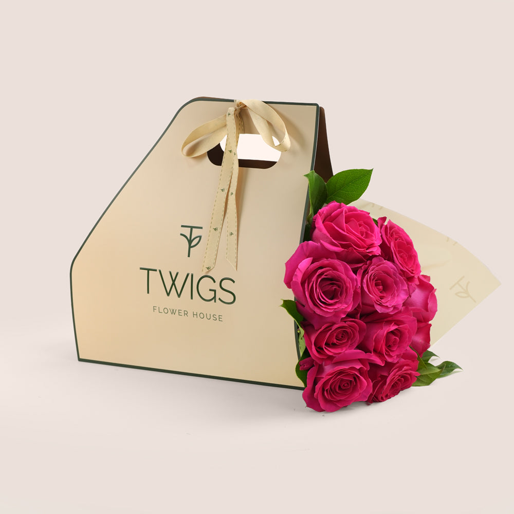 Pink Floyd Ecuador Roses Bouquet | Luxury Fuchsia Rose Hand Bouquet