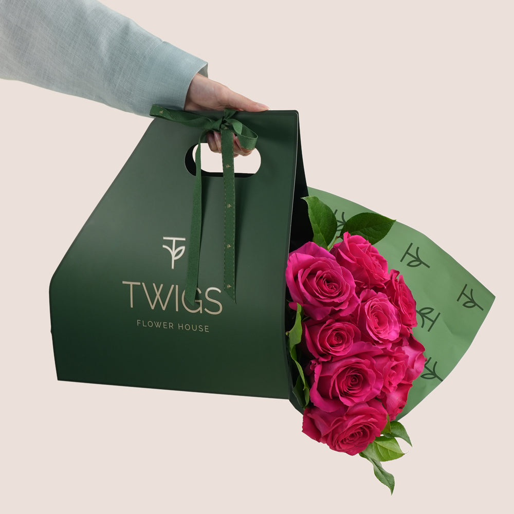 Pink Floyd Ecuador Roses Bouquet | Luxury Fuchsia Rose Hand Bouquet