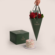 Love Red Roses Bunch and Cake Bundle