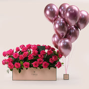 Fuchsia Luxe Garden Bundle – Roses & Balloons– The Most Luxurious Gift for Every Celebration