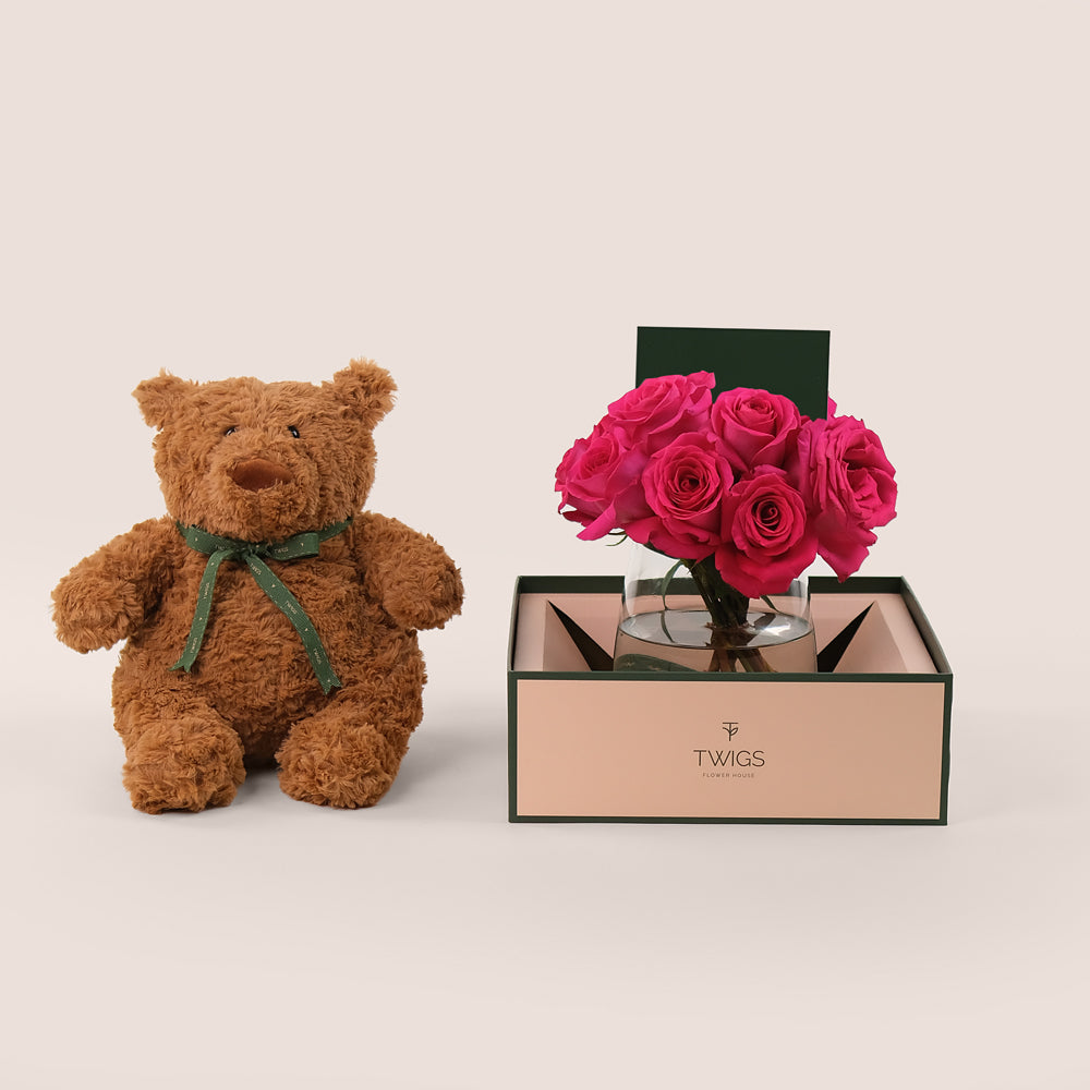 Sweet Moments Bundle – Roses & Teddy Bear– A Thoughtful Gift for Every Occasion