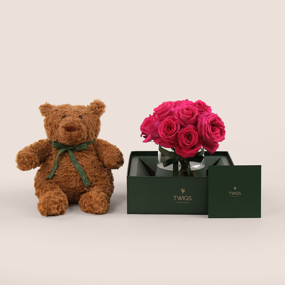 Sweet Moments Bundle – Roses & Teddy Bear– A Thoughtful Gift for Every Occasion