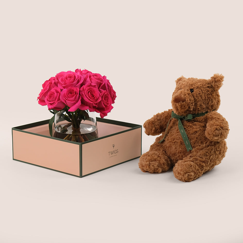 Sweet Moments Bundle – Roses & Teddy Bear– A Thoughtful Gift for Every Occasion