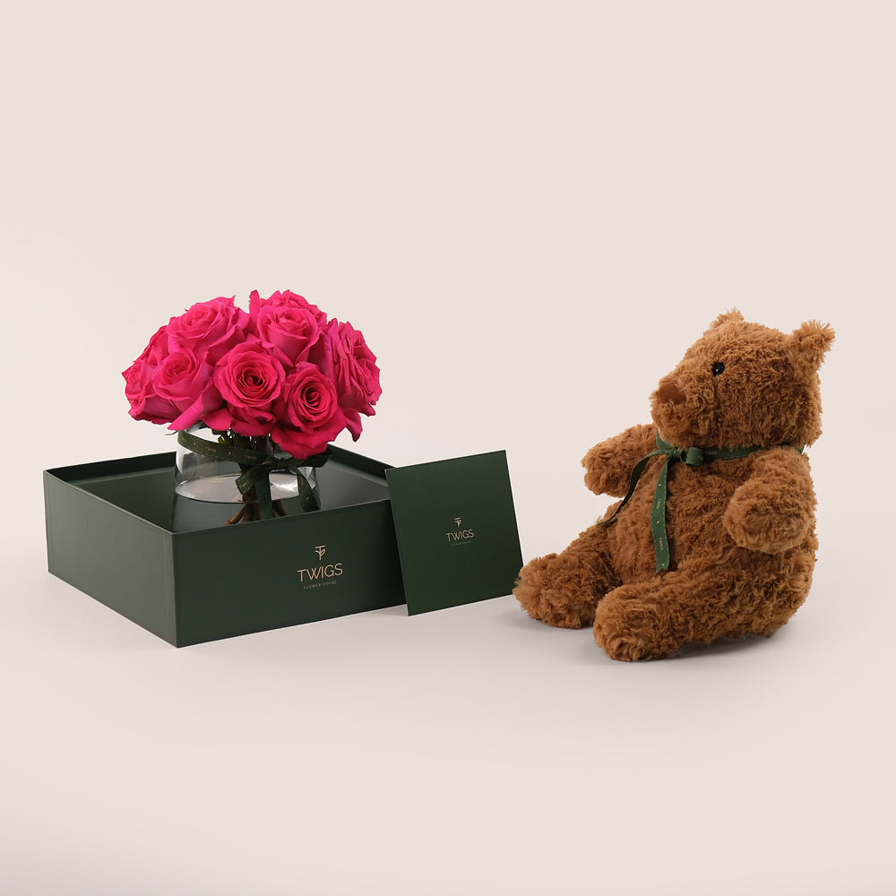 Sweet Moments Bundle – Roses & Teddy Bear– A Thoughtful Gift for Every Occasion