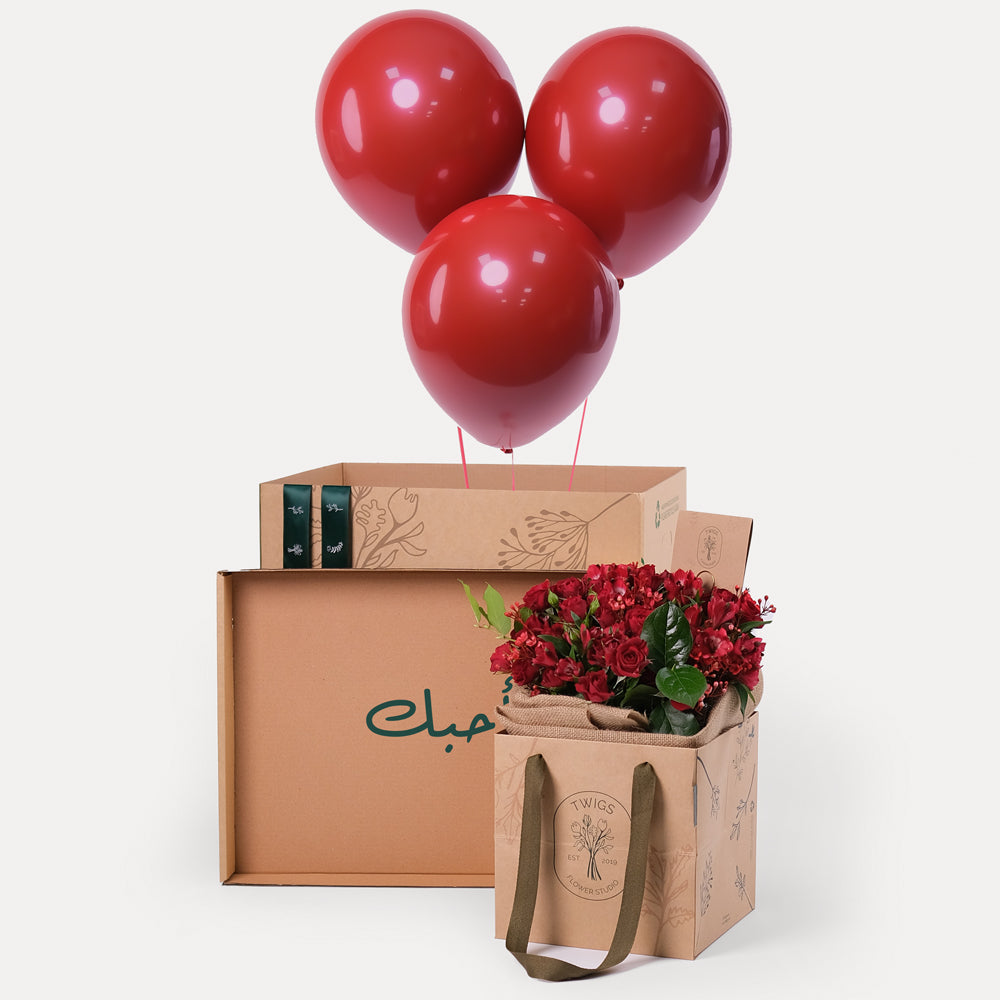 Mix Red Flowers In Valentine's Surprise Box