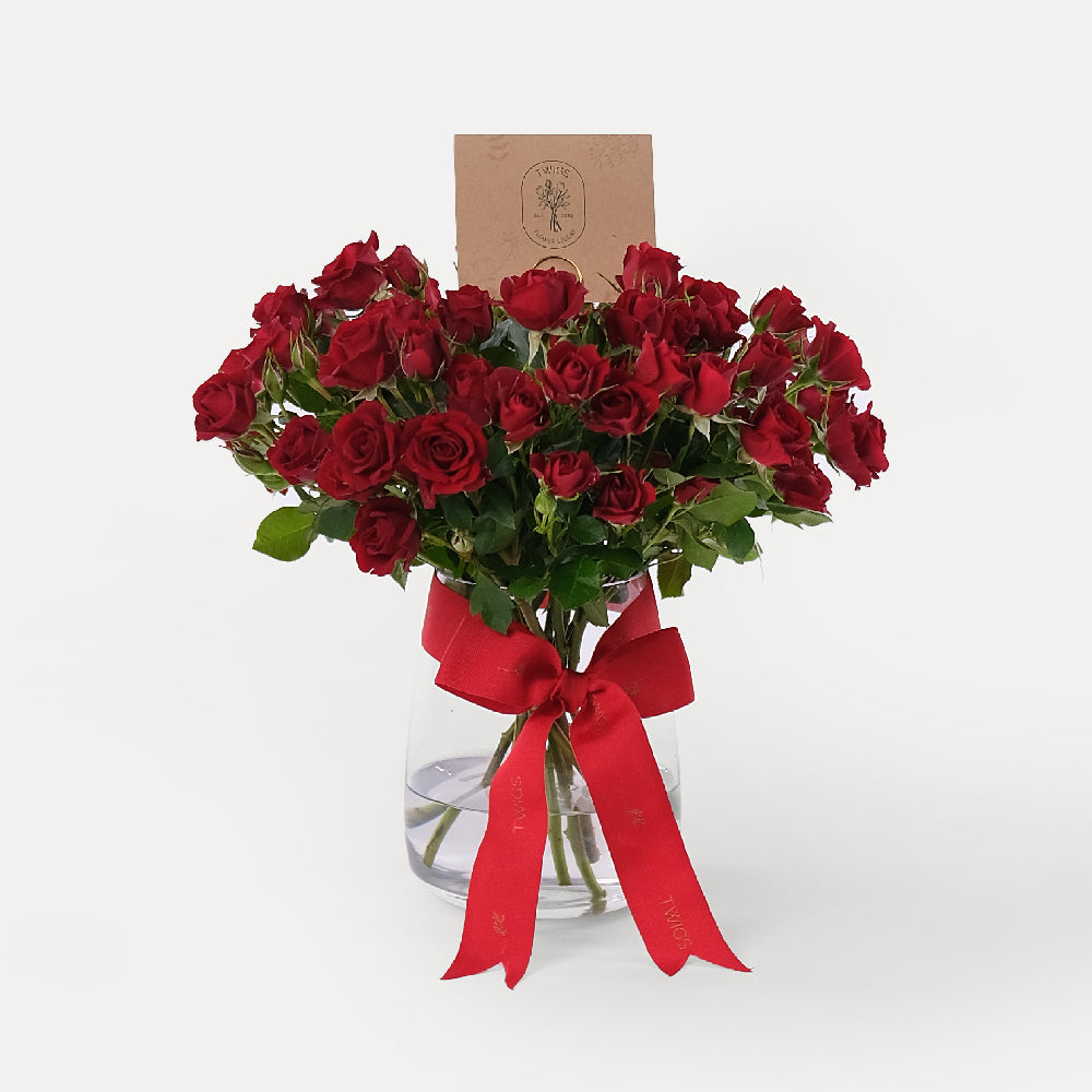 Red Spray Roses Flower Medium Vase