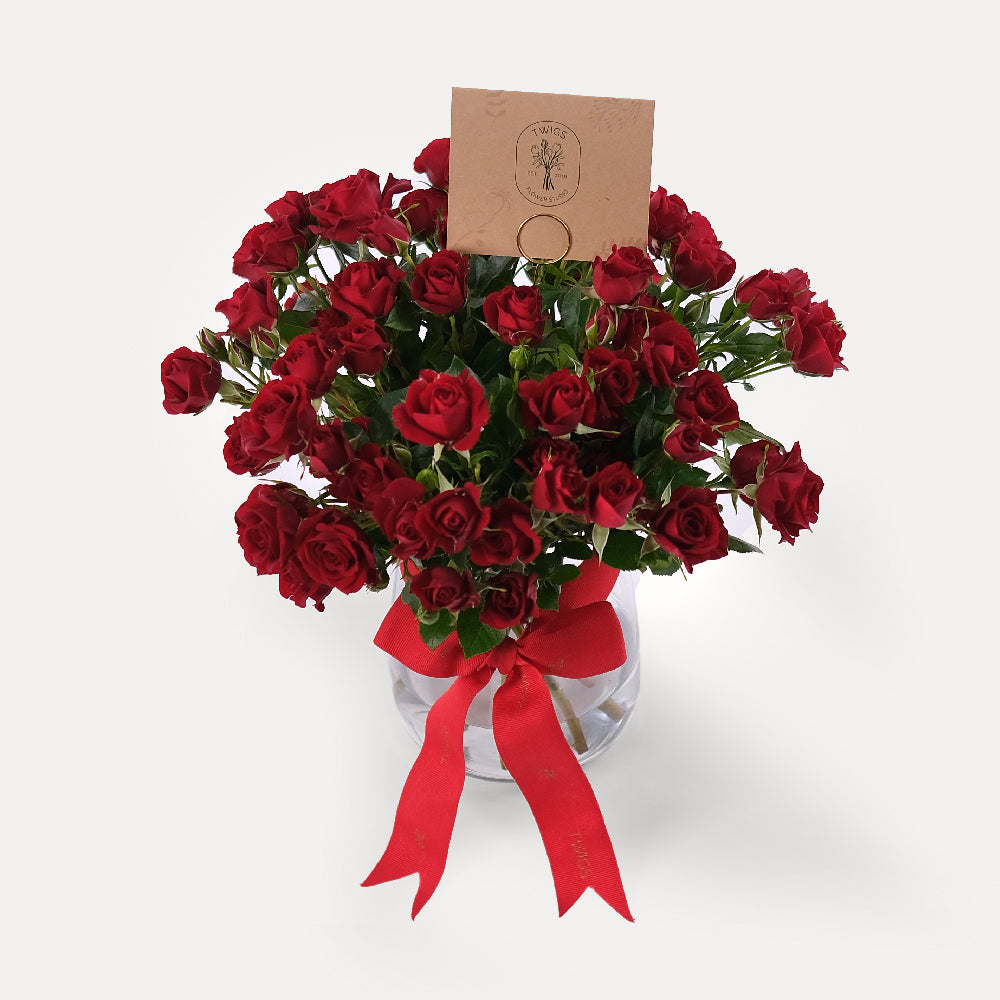 Red Spray Roses Flower Medium Vase