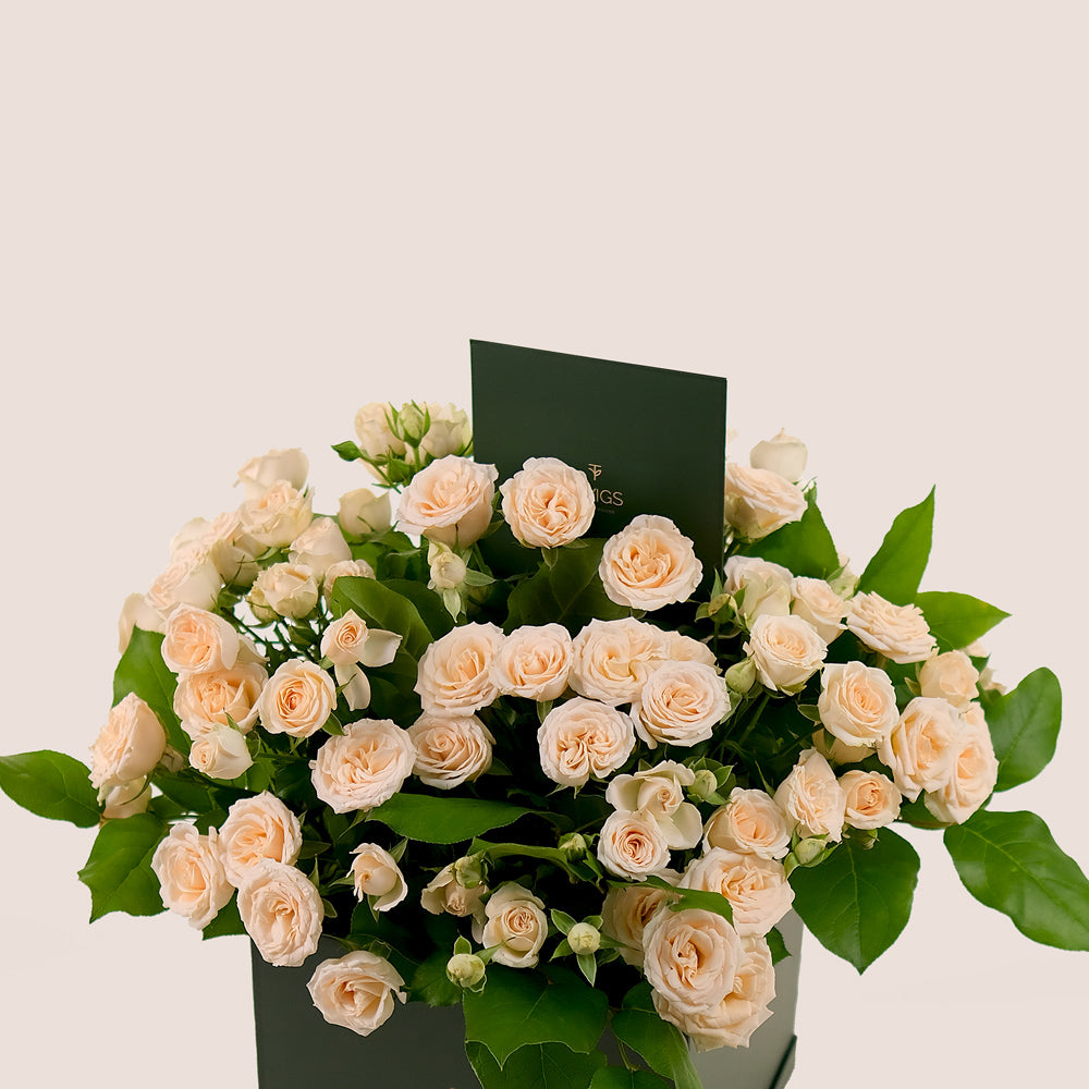 Soft Cream Roses in Signature Flower Box – A Refined and Unique Gift of Subtle Elegance