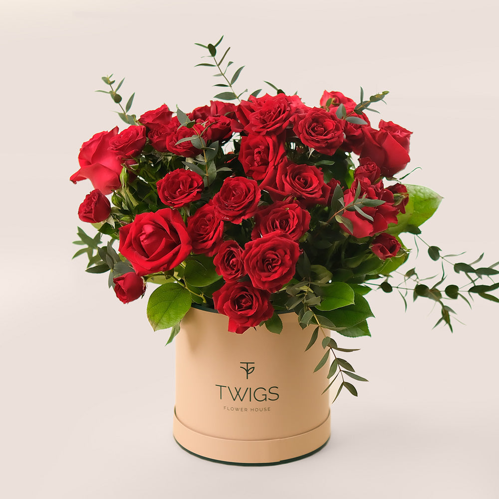 Elegant Red Roses In a Box