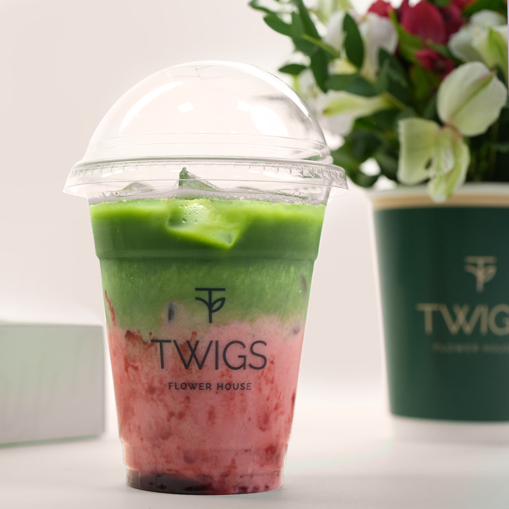 Strawberry Matcha flowers with Balloons 