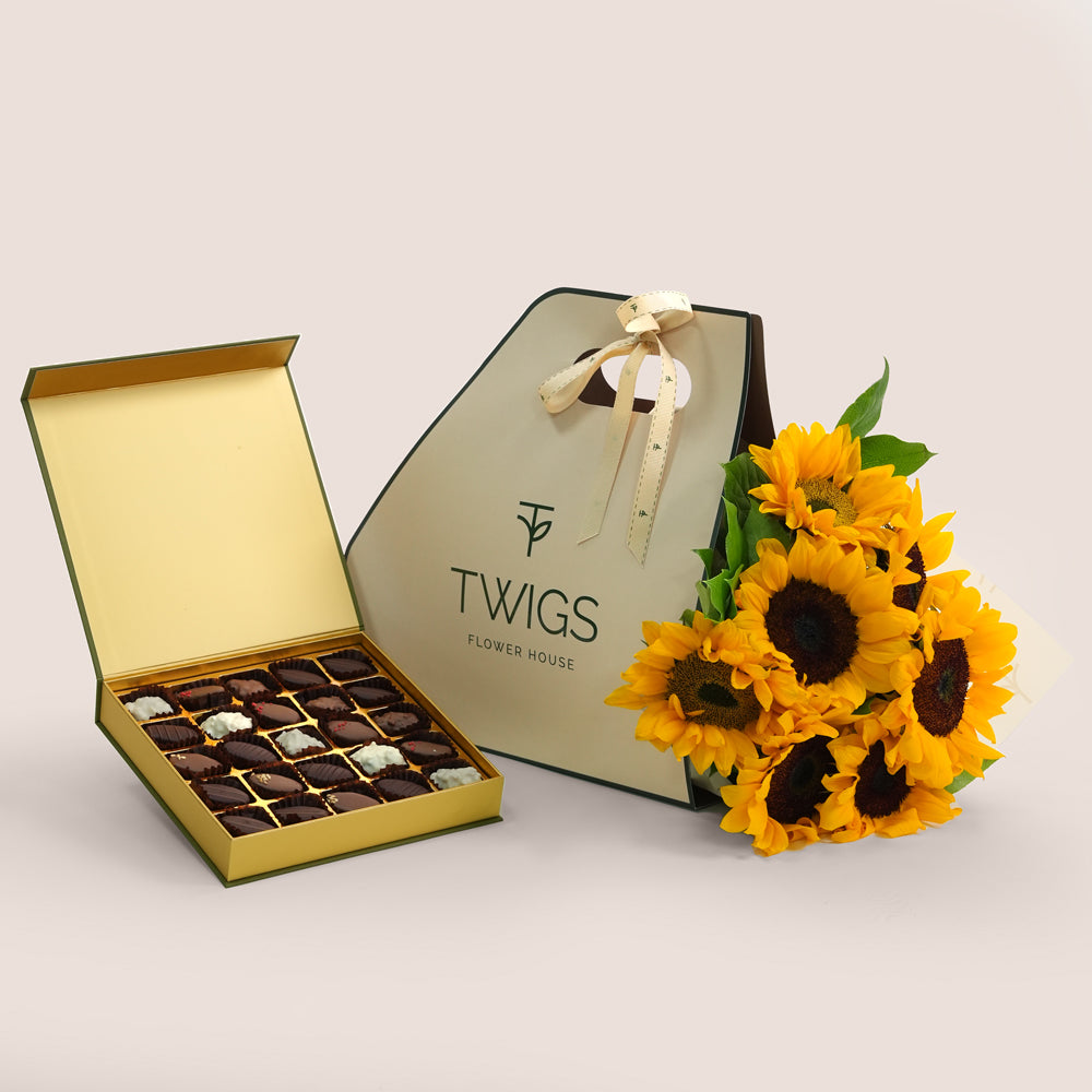 Premium Dubai chocolate (BATEEL) with sunflowers