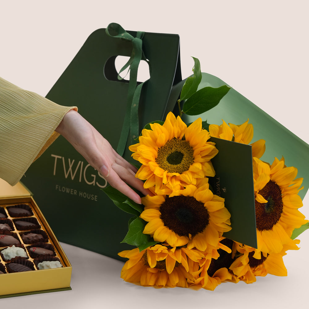 Premium Dubai chocolate (BATEEL) with sunflowers
