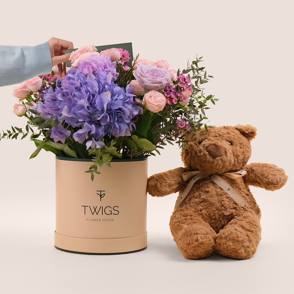 TWIGS Flowers and Teddy Bear Gift Set