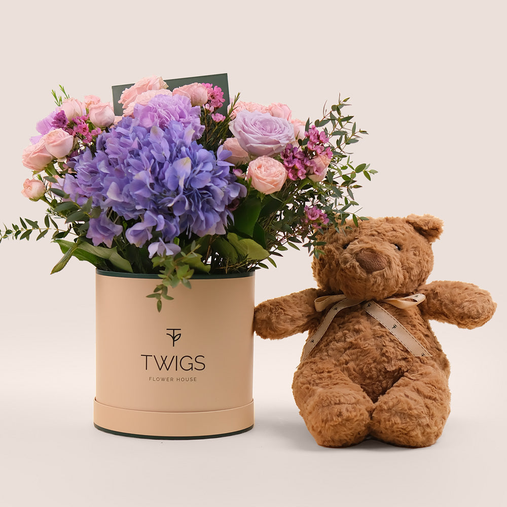 TWIGS Flowers and Teddy Bear Gift Set