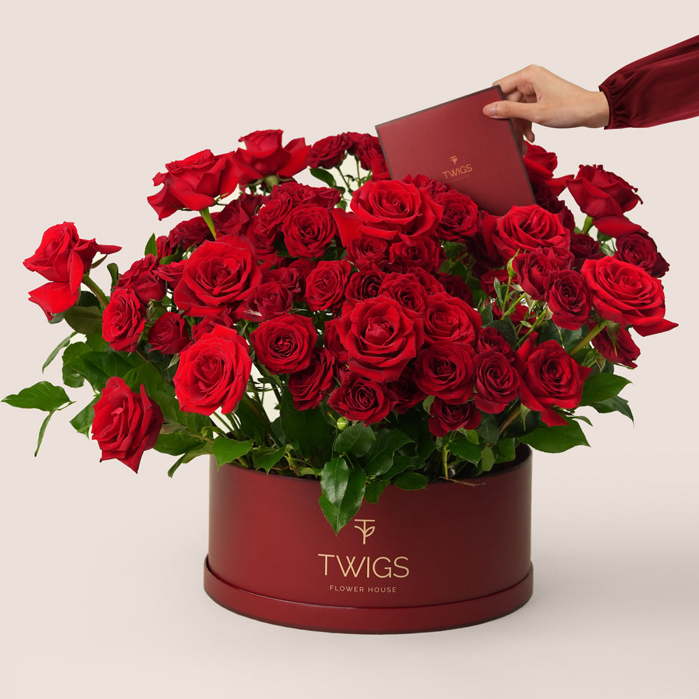 luxury red roses grande round box valentine’s day flower delivery uae