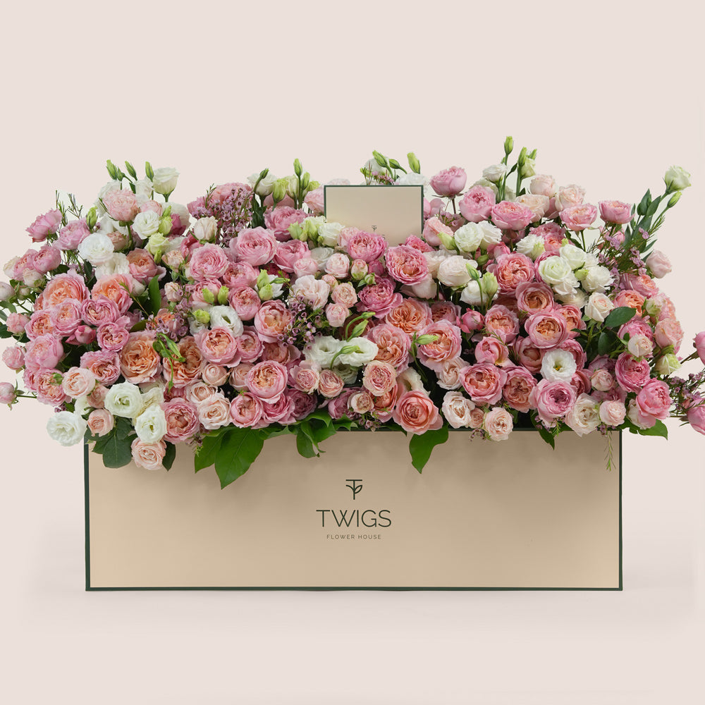 Blushing Bloom Garden Box – Luxury Flowers by TWIGS