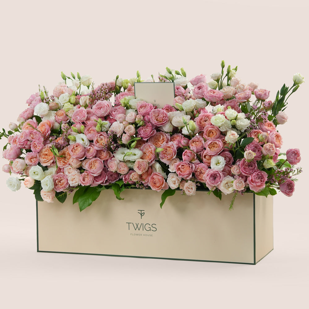 Blushing Bloom Garden Box – Luxury Flowers by TWIGS