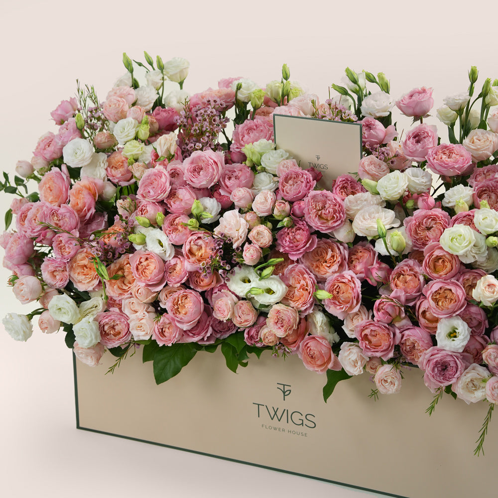 Blushing Bloom Garden Box – Luxury Flowers by TWIGS