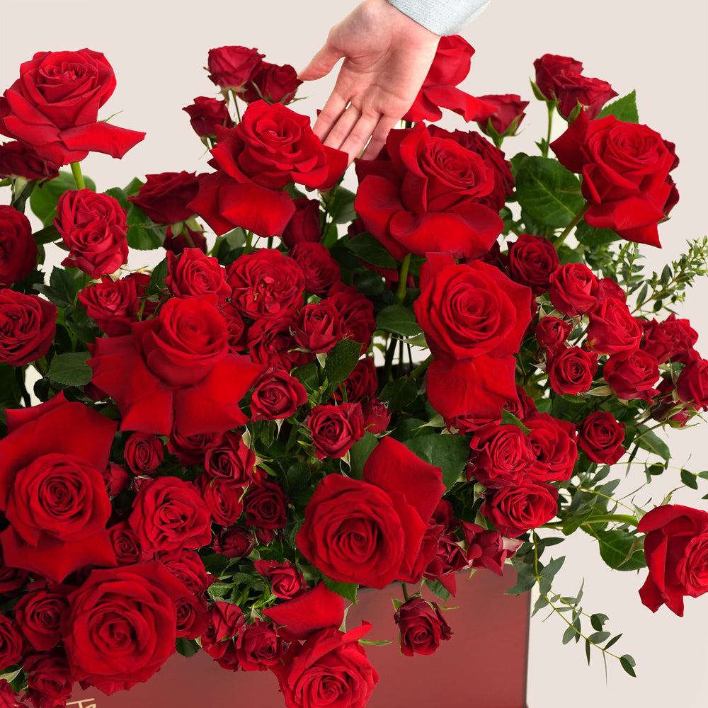 Luxury Red Roses Garden Box – Valentine’s Day Flower Delivery in UAE