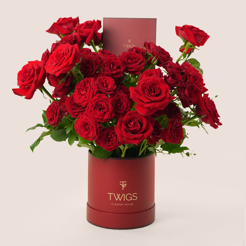 romantic red rose flower box with plush teddy same day delivery dubai