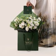 white lisianthus flower bouquet 