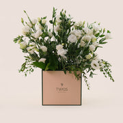 Pure Essence – White Lisianthus in TWIGS Signature Box - A Sophisticated Display of Elegance