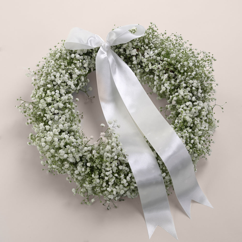 White Gypsophila New Year Wreath with Bow | New Year Décor Dubai