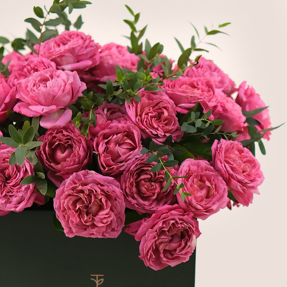 Juliet Cerise Flower Box  With "A Million Congrats" Topper in Arabic– Celebrate in Style