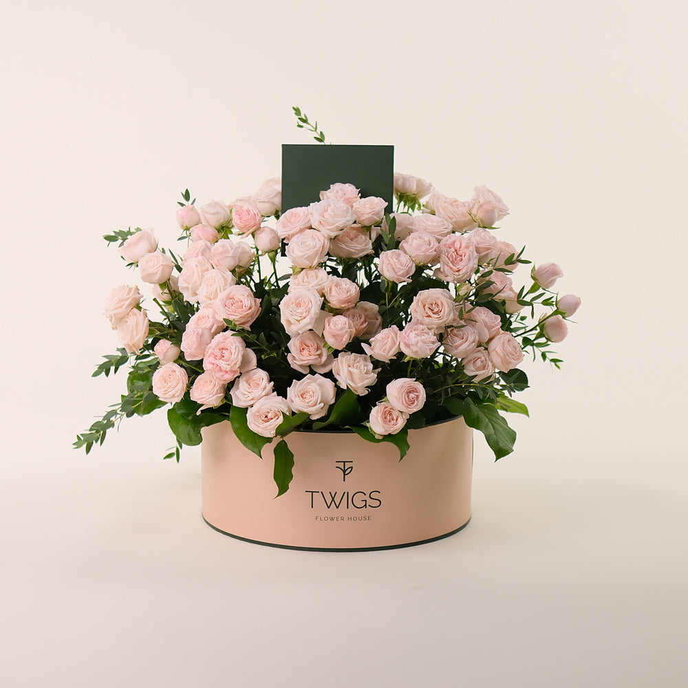 Grande Bombastic Spray Roses Flower Round Box – Soft Elegance Gift