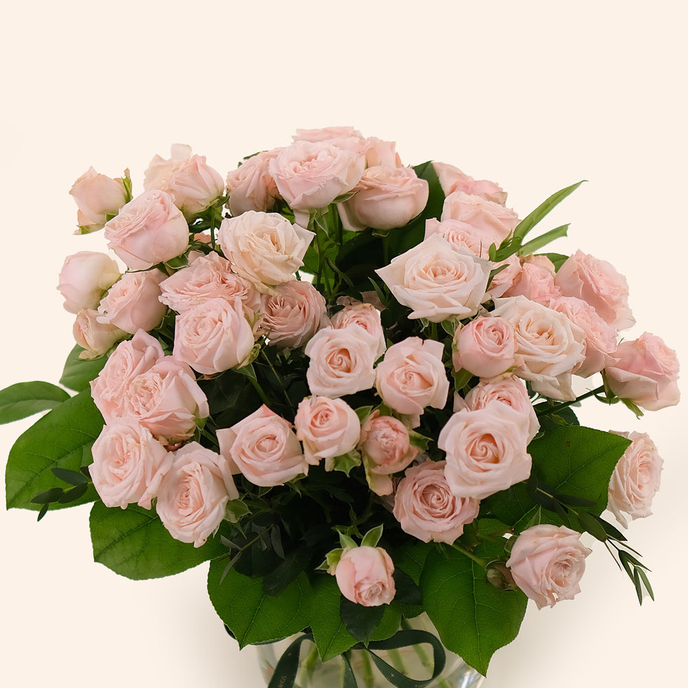 Petite Bombastic Roses in Flower Vase – Soft Charming Elegant Gift