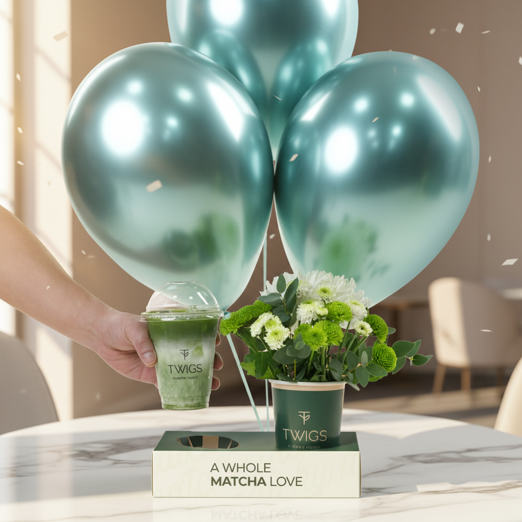 Classic Matcha Bloom Duo on Marble Table