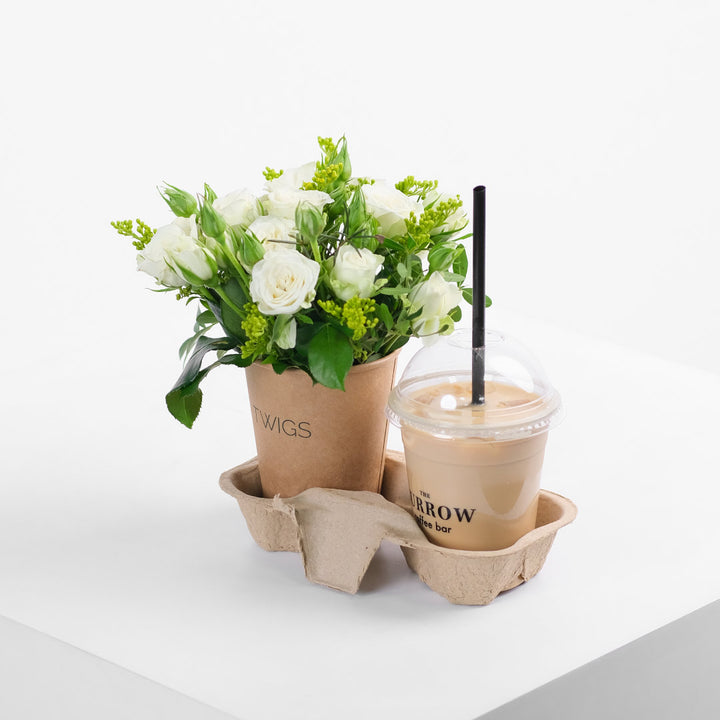 White Roses Cup And Coffee Combo
