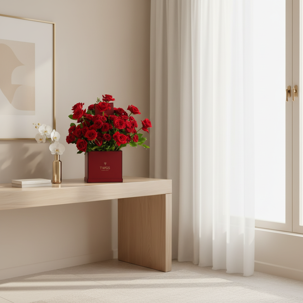 Crimson Elegance Square Rose Box Luxury same day delivery dubai