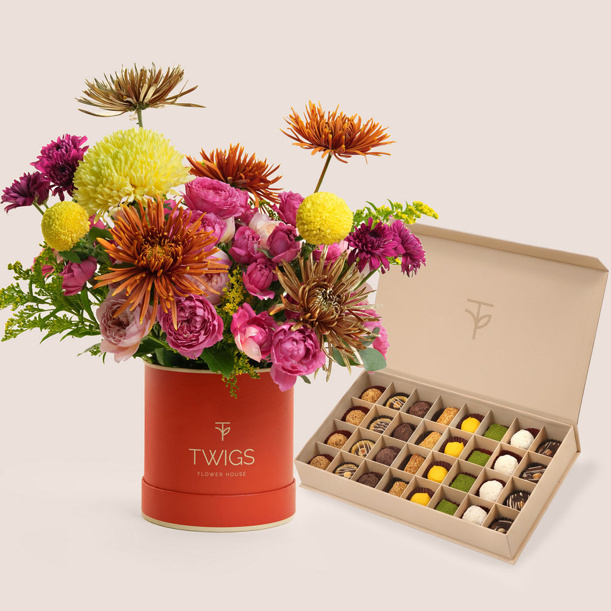 TWIGS Diwali Flower Box with Chocolate -Roshni Pairing