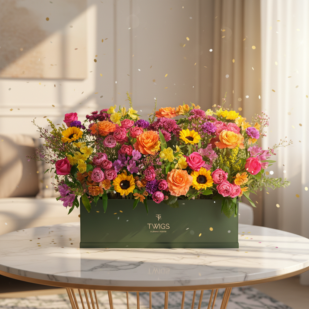 Festive Garden Box on Marble Table