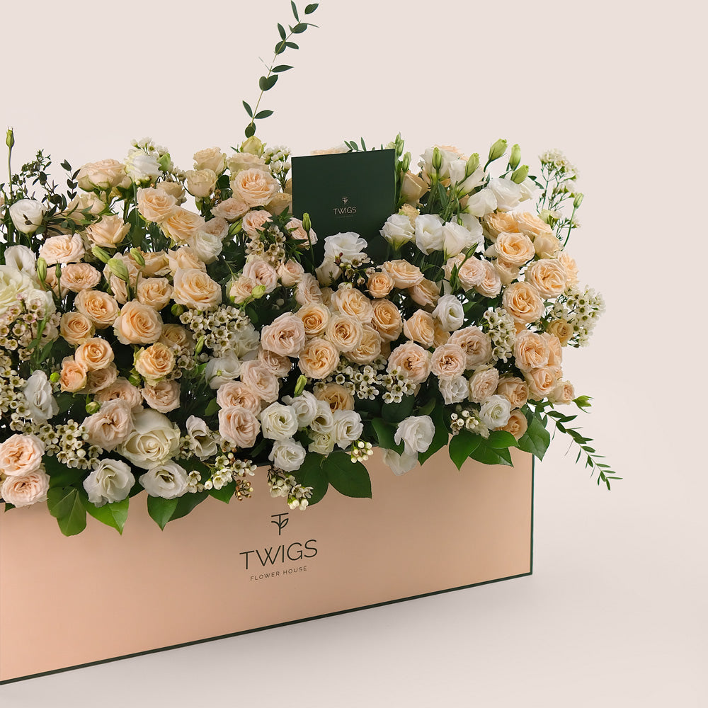 Pastel Floral Mix in a Garden Box – Natural Elegance with a Touch of Charm