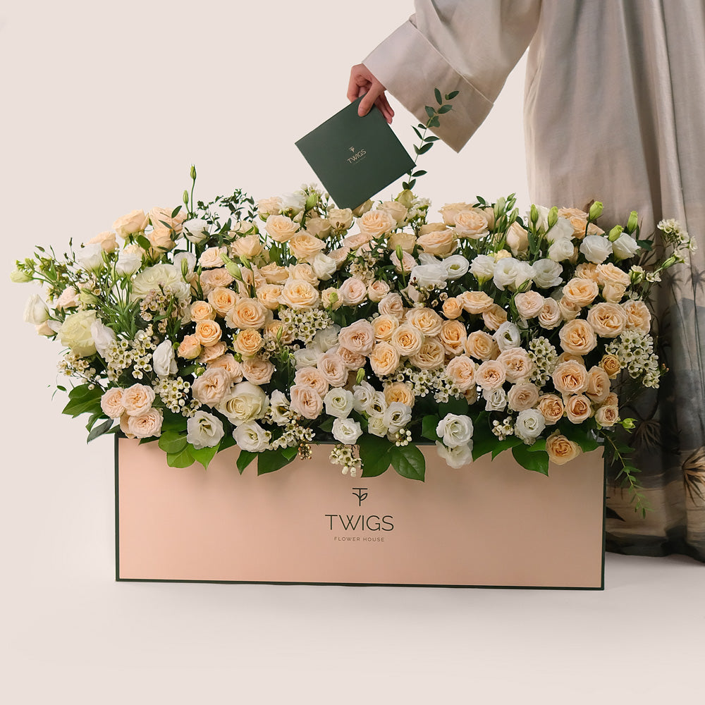 Pastel Floral Mix in a Garden Box – Natural Elegance with a Touch of Charm