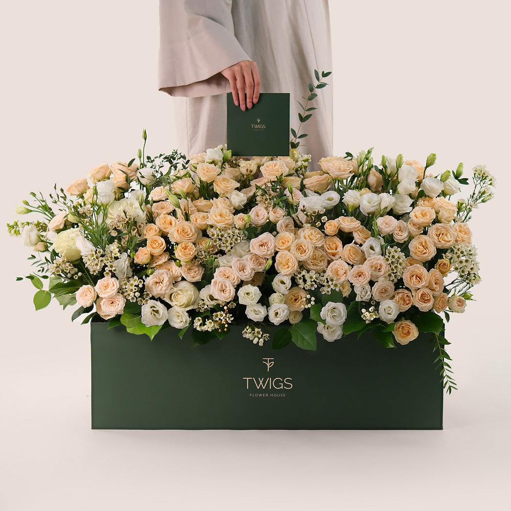 Pastel Floral Mix in a Garden Box – Natural Elegance with a Touch of Charm