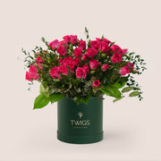 Deluxe Fuchsia Spray Roses Flower Box – A Bold and Elegant Floral Statement