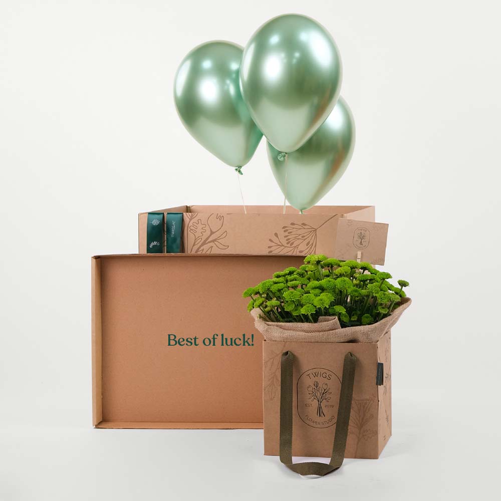 Button Green Flower Surprise box Twigs