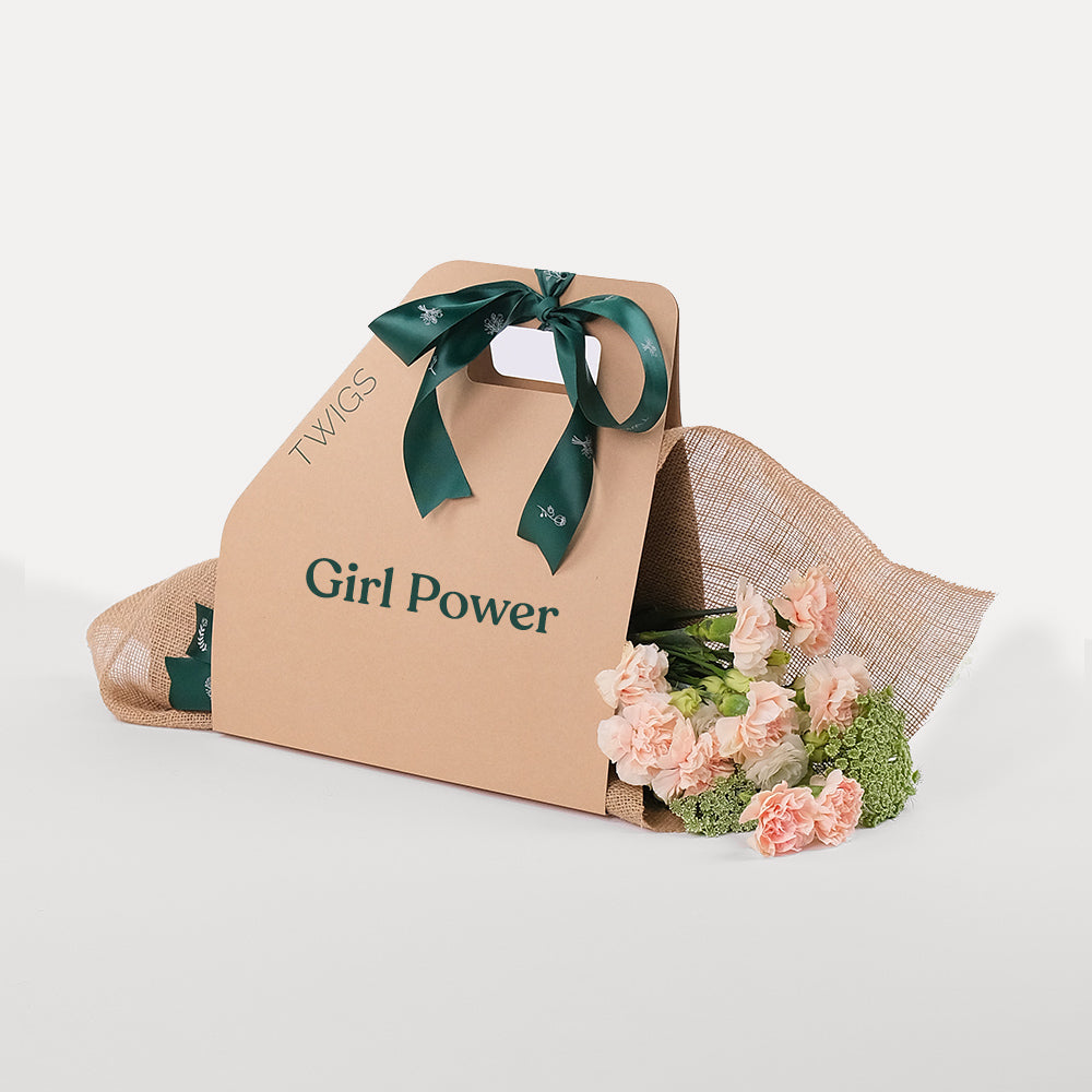 GIRL POWER FLOWER ARRANGEMENT IN A BUNCH BAG