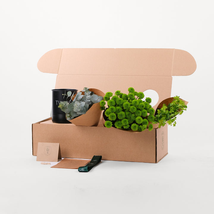 Button Green Flowers DIY Box