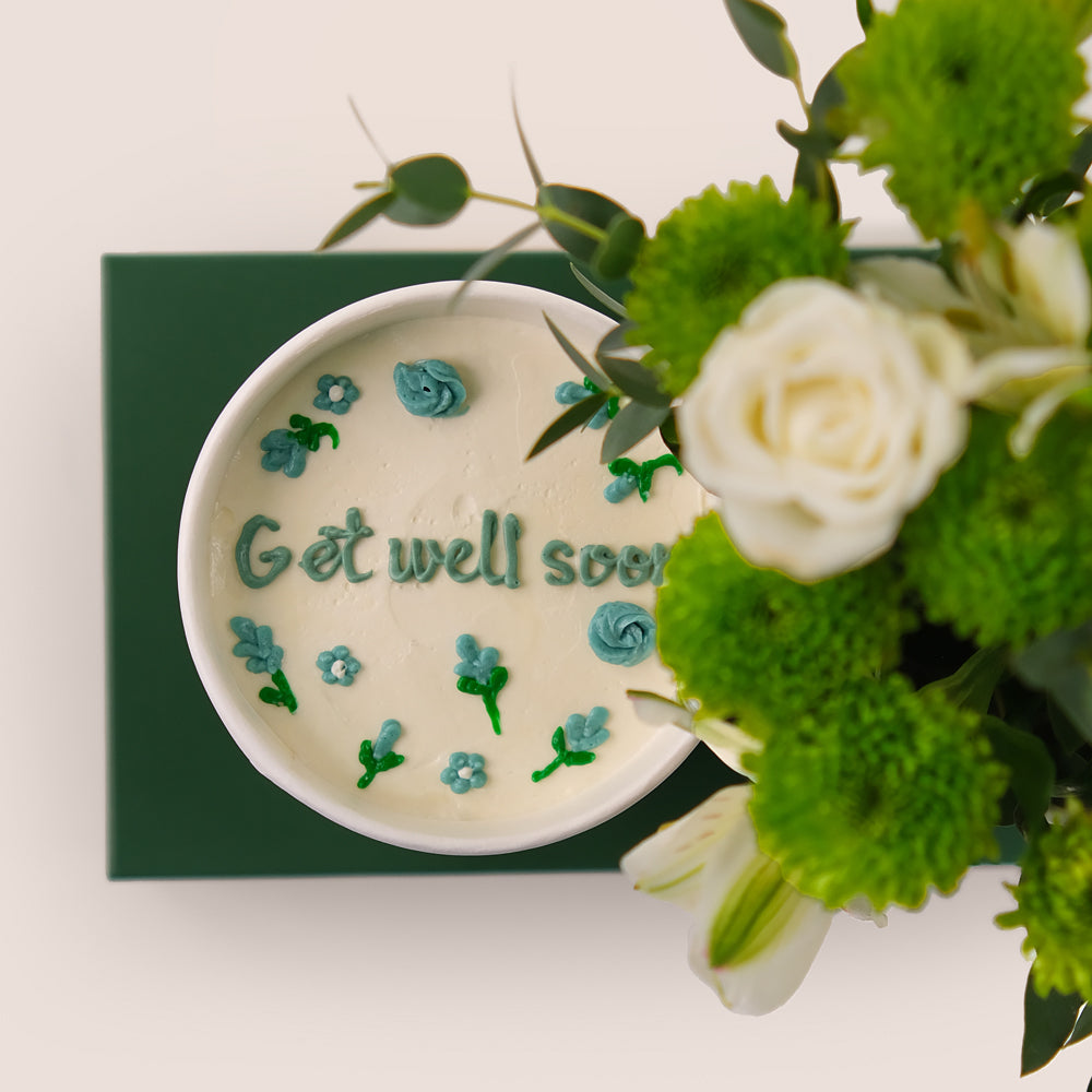 Get Well Blooms Combo – Flowers & Cake – A Thoughtful Gift of Comfort and Care