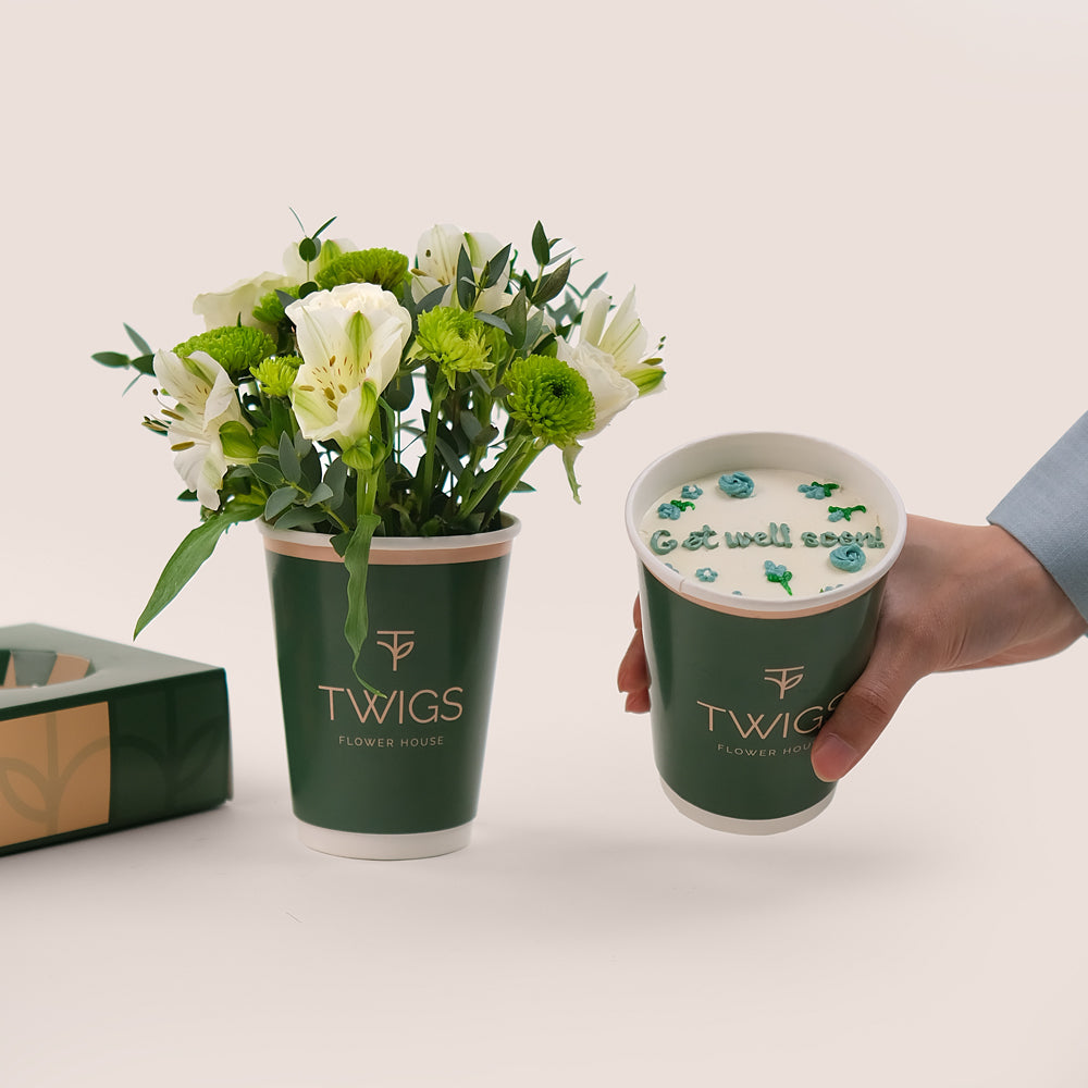 Get Well Blooms Combo – Flowers & Cake – A Thoughtful Gift of Comfort and Care