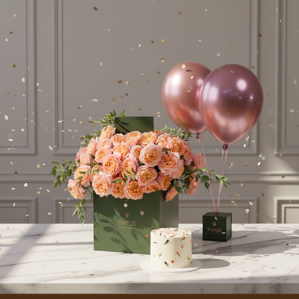 Juliet Peach Celebration Box Scene