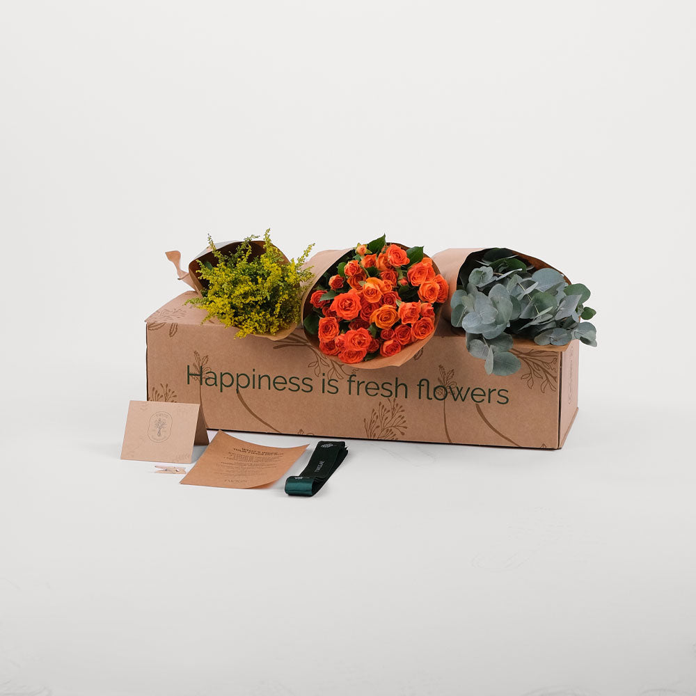 Orange Spray Rose Flowers DIY Box